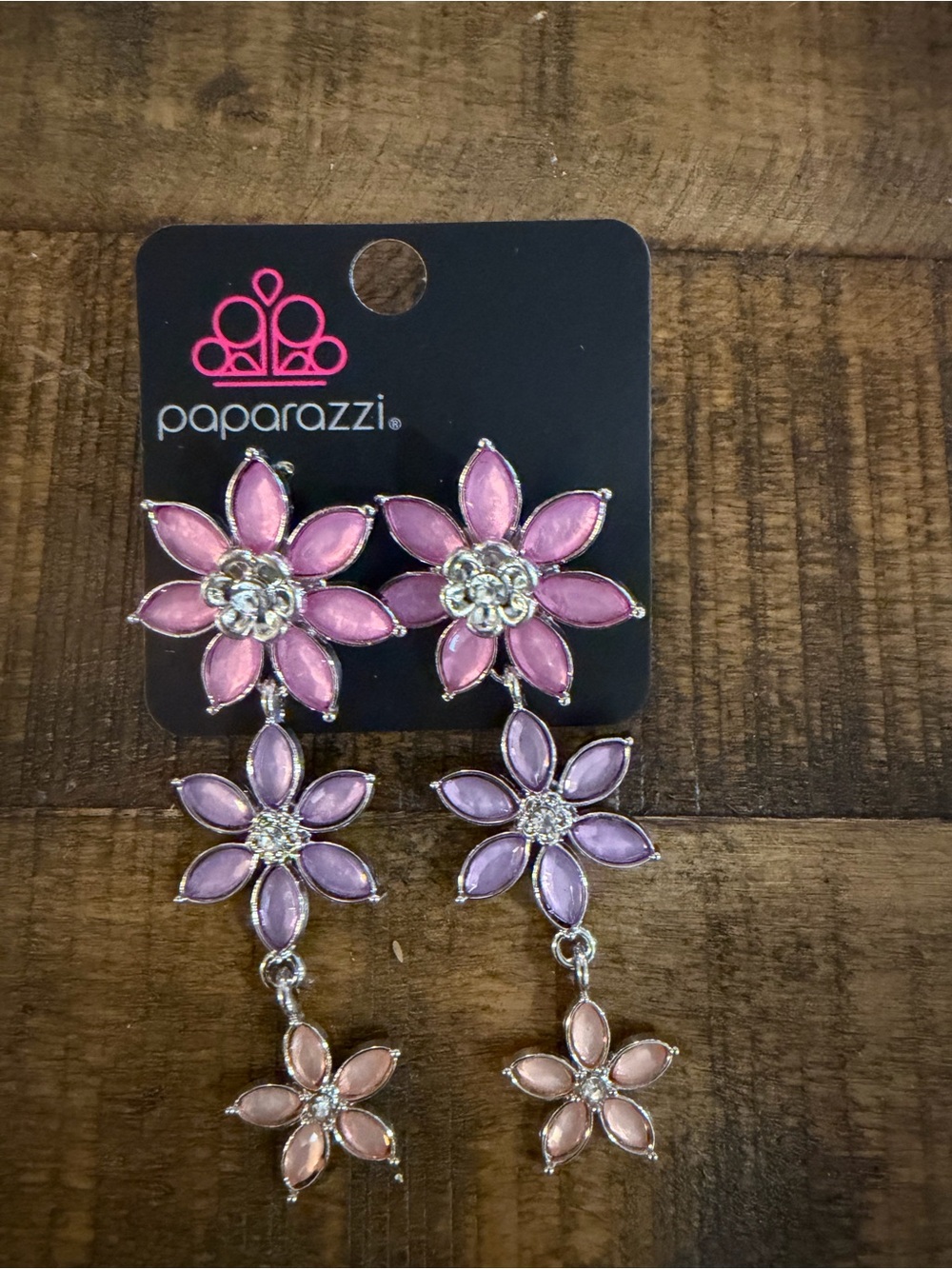 Paparazzi Pink, Lavender & Blush Triple Floral Drop Earrings